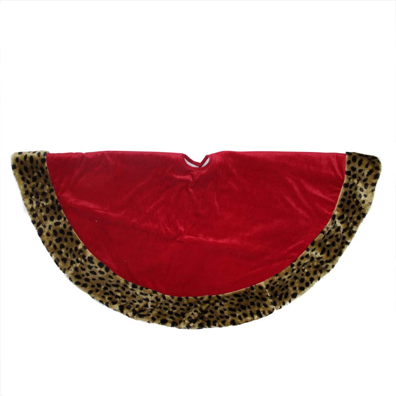 48" Diva Safari Red Velveteen & Cheetah Print Tree Skirt